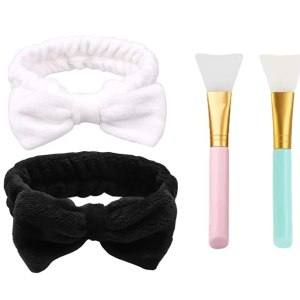 Silicone Face Mask Applicator Set Of 4 Bow Spa Headband