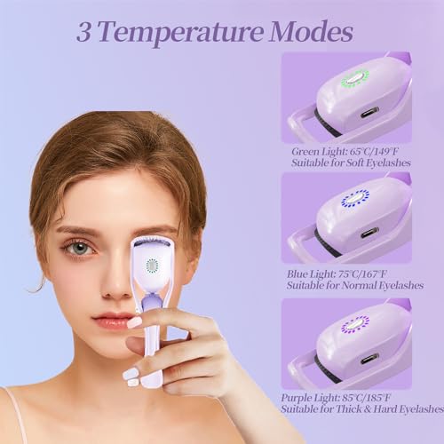 Denabuty Electric Eyelash Curler Rechargeable 3 Modes Silicone Pad - Image 5