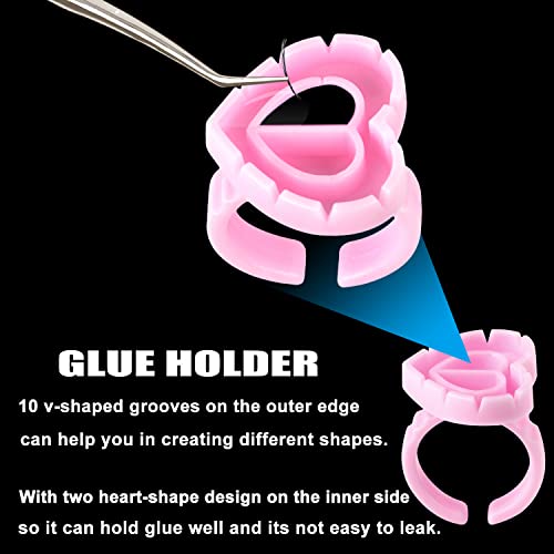 Glue Rings for Eyelash Extensions Disposable Lash Glue Holder 300PCS (Pink) - Image 2