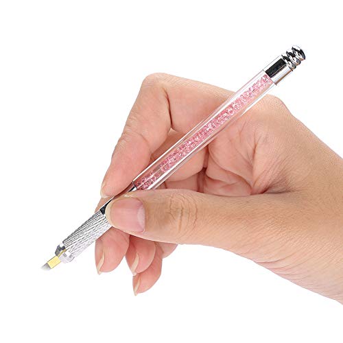 Manual Microblading Tattoo Pen Eyebrow Eyeliner Lip Semi Permanent Round Hole cross-shaped Makeup Holder Tool with PCD12 Cartridge Needle(Pink) - Image 4