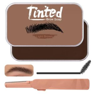 Eyebrow Soap, 3D Feathery Natural Eyebrow Wax, Waterproof Long Lasting Smudge Proof Tinted Brow Gel (Brown)