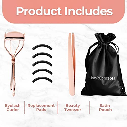Rose Gold Eyelash Curler Kit, Universal Fit, 5 Replacement Pads - Image 12