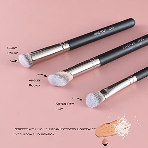 ENERGY Angled Flat Concealer Brush for Under Eye, Nose Contour, Liquid Foundation, Press Powder Palette - Image 20