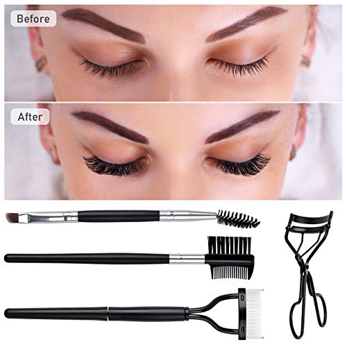 Eyelash Comb Lashes Curler, EBANKU 4Pcs Professional Eye Brow Spoolie Brush for Makeup Grooming (Black) - Image 3