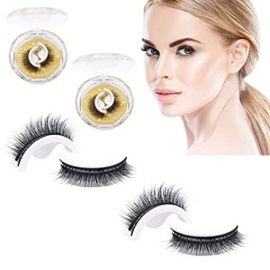 TECDW 2 Boxes of 4 Pairs Self Adhesive Eyelashes, 3D Fluffy Wispy False Eyelashes, Waterproof Natural Fake Eyelashes, Cat Eye Lashes (Style 1)