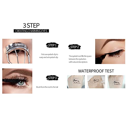 Joyeee 4D Silk Fiber Mascara & Liquid Eyeliner Set, Waterproof, Long-Lasting, Smudge-Proof, Black, Easy to Use - Image 14