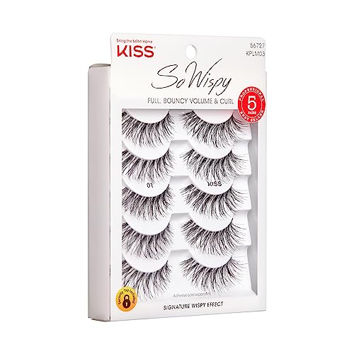 KISS So Wispy False Eyelashes Multipack #01, Full Bouncy Volume, Crisscross Pattern, Synthetic, Cruelty Free - Image 3