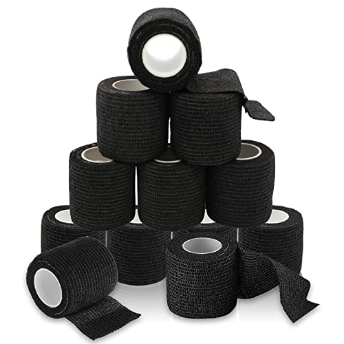 Self-Adhesive Tape Yangna 12 Pack 2" x 5 Yards Cohesive Tattoo Grip Cover