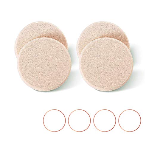 KOOBA 4pcs Round Makeup Sponges Beige JAPAN NBR 2.0" Sensitive Skin