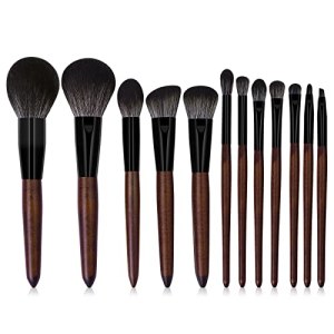 MAANGE Makeup Brushes, 12Pcs Professional Sandalwood Handle Travel Brushes Set