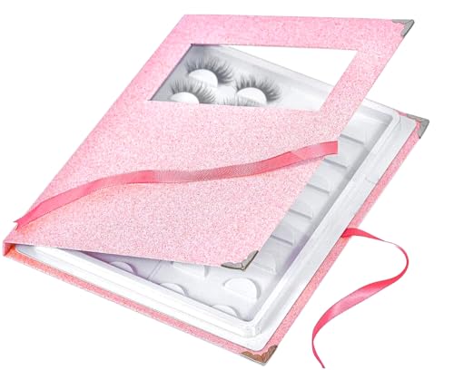 False Eyelash Storage Book Protable 16 Pari Eyelashes Organizer Holder Case Lash Contanier Box Glitter Cover Pink YiQiYi - Image 2