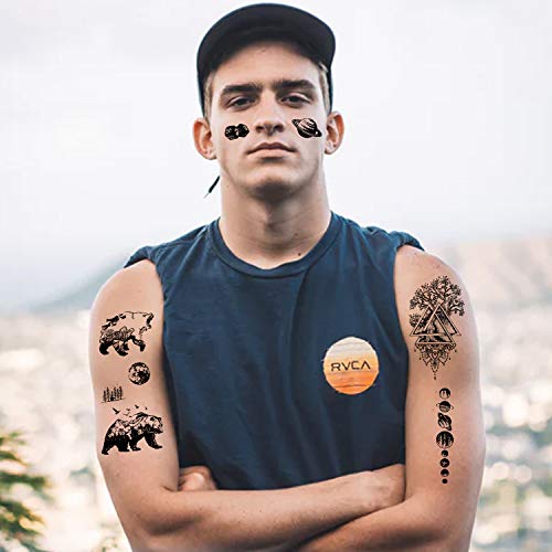 Temporary Tattoo Set for Man Women Adults Kids, 60 Sheets, Waterproof Fake Black Tribal Body Art Stickers - Image 3