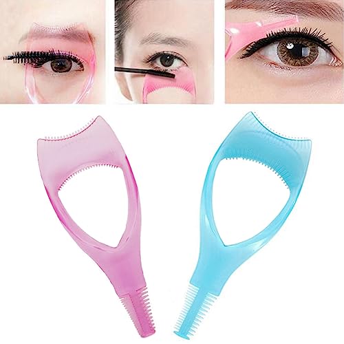 Eyelash Brush Tool 3 in 1 Makeup Cosmetic Eyelash Guide (Blue+Pink) 10.5 x 4.5 cm