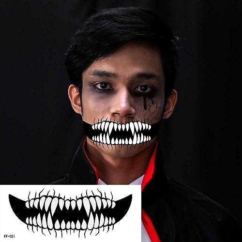 Halloween Clown Horror Mouth Tattoo Stickers Removable Realistic Tattoo Kit - Image 3