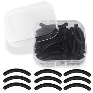 Eyelash Curler Refill Pads 30pcs Black Rubber with Hard Storage Case