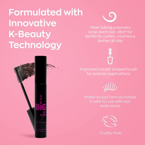 Black Volumizing Smudge-Proof Mascara - Cruelty Free, Hourglass Wand - 10ml - Image 2