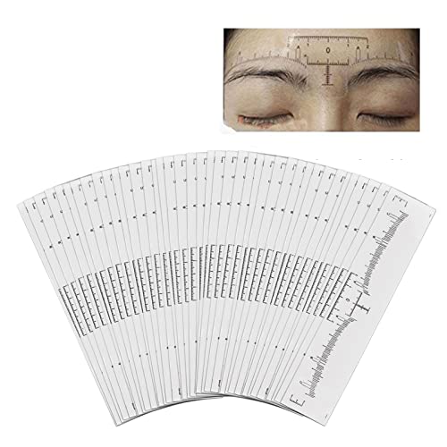 Disposable Eyebrow Ruler Sticker 50 Pcs Adhesive Microblading Measuring Eyebrow Guide