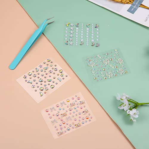 AIEX 4 Sheets Festival Face Gems Stick on, Self-Adhesive Face Jewels Stickers - Image 3
