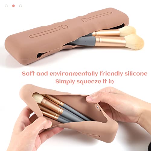 Travel Makeup Brush Holder, Silicone Case, Magnetic Closure, 2 Pcs, 8.3*2.2*1.7inch - Image 2
