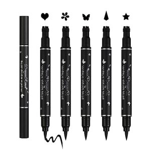 Eyeliner Stamp Set Liquid Winged Eyeliner Pen Black Eye Liner Pencil long-lasting Waterproof Star Heart Flower Butterfly Triangle