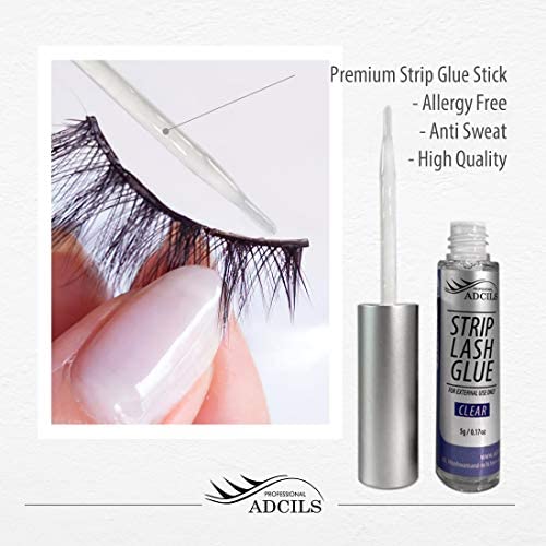 ADCILS Professional Strip Lash Glue White-Clear 5g / 0.17oz - Latex Free/Strong Hold for False Eyelashes - Image 2