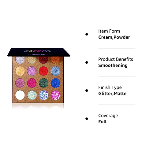 UCANBE Pro Glitter Eyeshadow Palette - 16 Colors Ultra Shimmer - Image 5