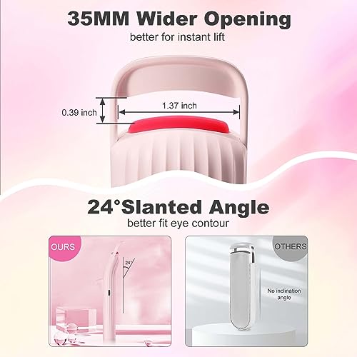 HEBECA Heated Eyelash Curler, Electric Lash Curler with Innovative Heating Silicone Pad, 24-Hour Lift, Rechargeable 600mAh Battery Pink EC2001 - Image 4