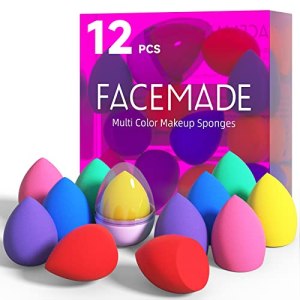 FACEMADE 12 PCS Makeup Sponge Set and 1 Sponge Holder, Beauty Sponges for Liquid, Cream and Powder