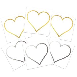 Gold & Silver Heart Outline Temporary Tattoos Skin Safe MADE IN THE USA