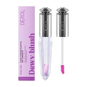 NewBang Moisturizing Blush Rouge Color Changing Liquid Blush Oil for Cheek and Lips Tint Rubor Lip Gloss Multi Use Transparent Magic Ph Blusher Clear Blusher Gel Waterproof Glossy Shiny Finish Makeup