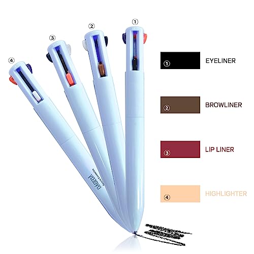DAGEDA 4 in 1 Makeup Pen, Eyebrow Pencil & Eyeliner & Lip Liner & Highlighter Pen, Waterproof All in One Makeup Pen Eye, Lip and Face Makeup, 4 Color Multi-function Makeup Beauty Pencil - Image 4