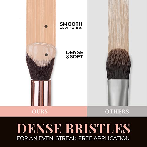 13-Piece Bamboo Makeup Brushes Set - Vegan & Cruelty Free - Eye Shadow, Eyebrow, Eyeliner, Blending, Foundation, Blush, Powder Kabuki Brushes - Image 4