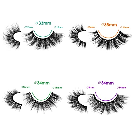 JIMIRE Cat Eye False Eyelashes Wispy 3D Faux Mink Lashes Fluffy Crossed Volume 16 Pairs - Image 26