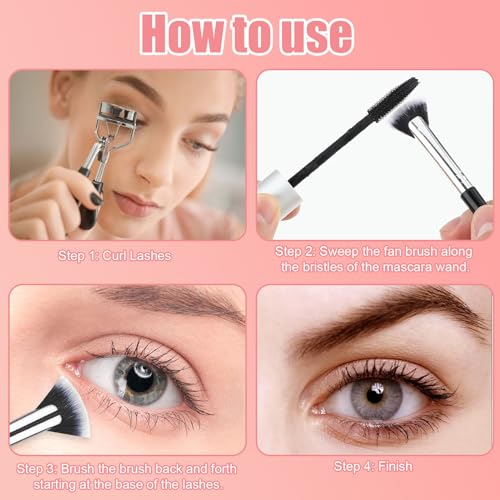 Eyebrow Brush, Mascara Fan Brush, 3 Pcs Angled Fan Shaped Eyelash Brush, Enhance Lower Lashes JieGuanG - Image 4