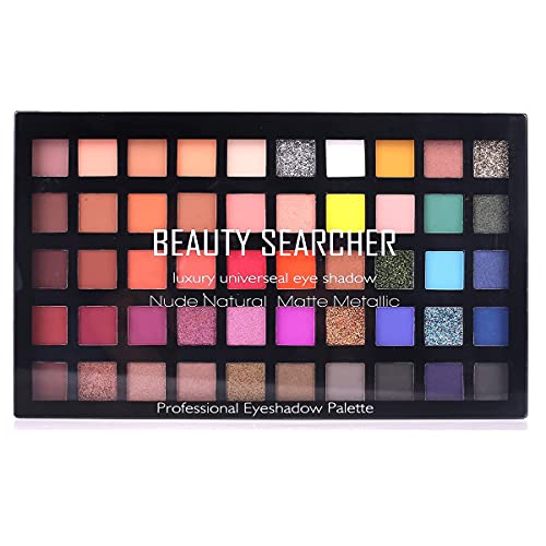 Eye Shadow Palette, 50 Colors Matte Shimmer Pressed Pigments Smooth Texture, Waterproof Long-lasting Nudes Metallic Makeup Pallet - Image 2