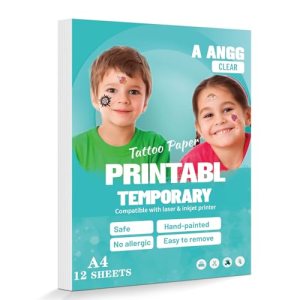 Printable Temporary Tattoo Paper for Inkjet & Laser Printer, 12 Sheets A4 Size 8.3"x11.7" Waterproof DIY Image Transfer Decal