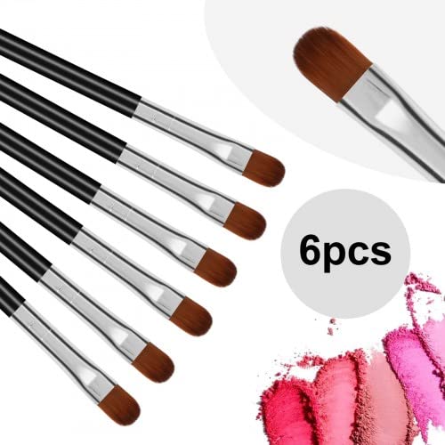 Dokpav 6 PCS Eyeshadow Brushes, Soft Synthetic Hairs, Long Handle, Oval Eyeliner, Lip Mask, Professional Eye Applicator (Black) - Image 2