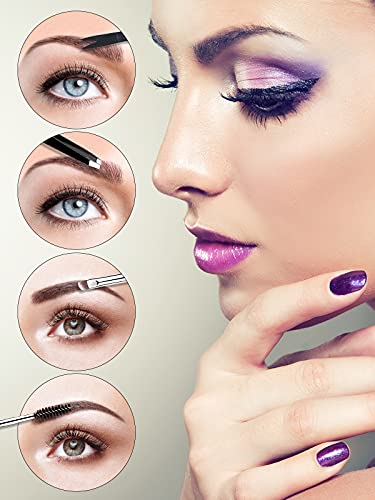 Eyelash Comb Lashes Curler, EBANKU 4Pcs Professional Eye Brow Spoolie Brush for Makeup Grooming (Black) - Image 13