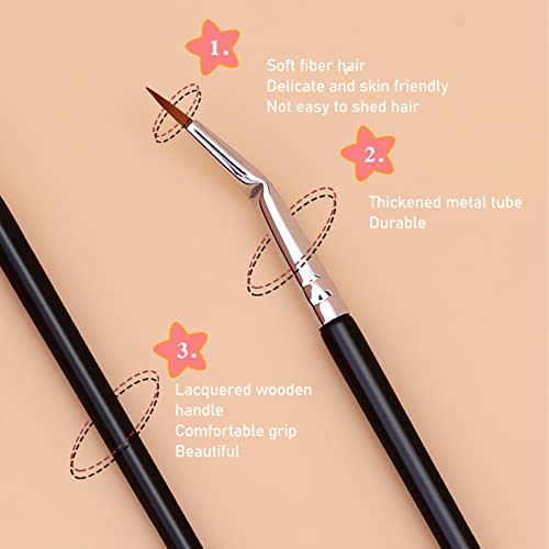 5pcs Angled Eyeliner Brush, Thin Ultra Fine Bent Precise Define Brush, Ergonomic Handle - Image 2