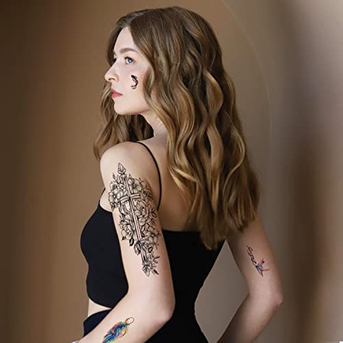 Temporary Tattoo Stickers Sunflower Rose Bird Butterfly Ghost Lion - Image 3