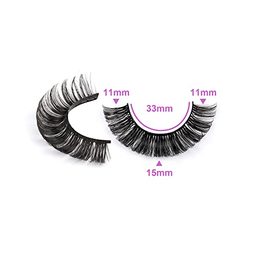 JIMIRE Cat Eye False Eyelashes Wispy 3D Faux Mink Lashes Fluffy Crossed Volume 16 Pairs - Image 6
