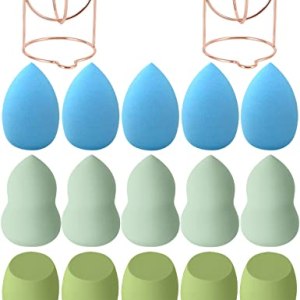 Makeup Sponge 15 Pcs Beauty Blender Foundation Blending Sponge with 2 Pcs Holders Stands