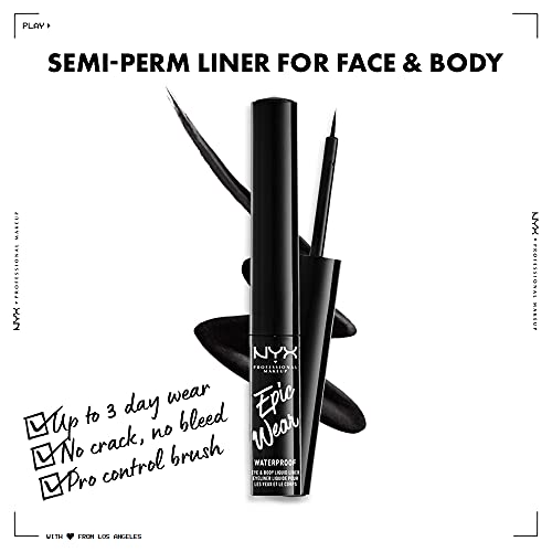 Epic Wear Liquid Liner, Waterproof Matte, Longwear - Black, NYX Professional Makeup - Image 2