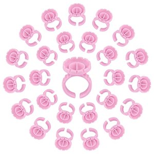Disposable Glue Rings Pink Plastic Eyelash Holder for Lash Extensions Supplies