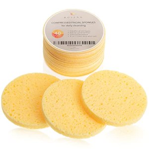 Large Compressed Facial Sponges For Estheticians 40-Count - Cellulose Face Sponges for Cleansing and Exfoliating - Dehydrated Facial Sponges for Washing Face ROSENA