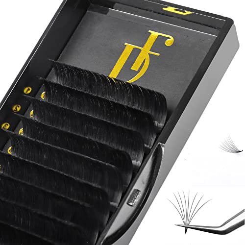 Easy Fan Volume Eyelash Extension (0.07 D, mix 8-15mm) Self Fanning Russian Mega, Black DF touchjoy 1 count