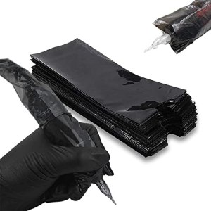CINRA 200PCS Black Tattoo Pen Covers with 4PCS Grip Tape