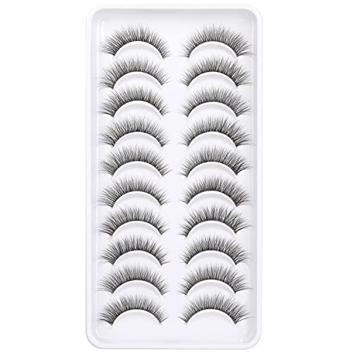 Kiromiro Clear Band Lashes Wispy False Eyelashes Natural Look Fluffy 10mm Short Faux Mink Lashes Strip Eye Lashes Pack - Image 4