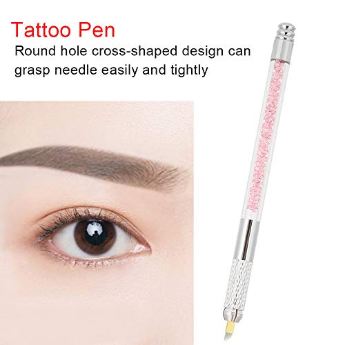 Manual Microblading Tattoo Pen Eyebrow Eyeliner Lip Semi Permanent Round Hole cross-shaped Makeup Holder Tool with PCD12 Cartridge Needle(Pink) - Image 3