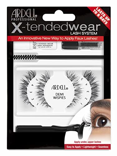 X-Tended Wear Demi Wispies 6-Day Lashes, Adhesive, Remover - Natural Look Ardell